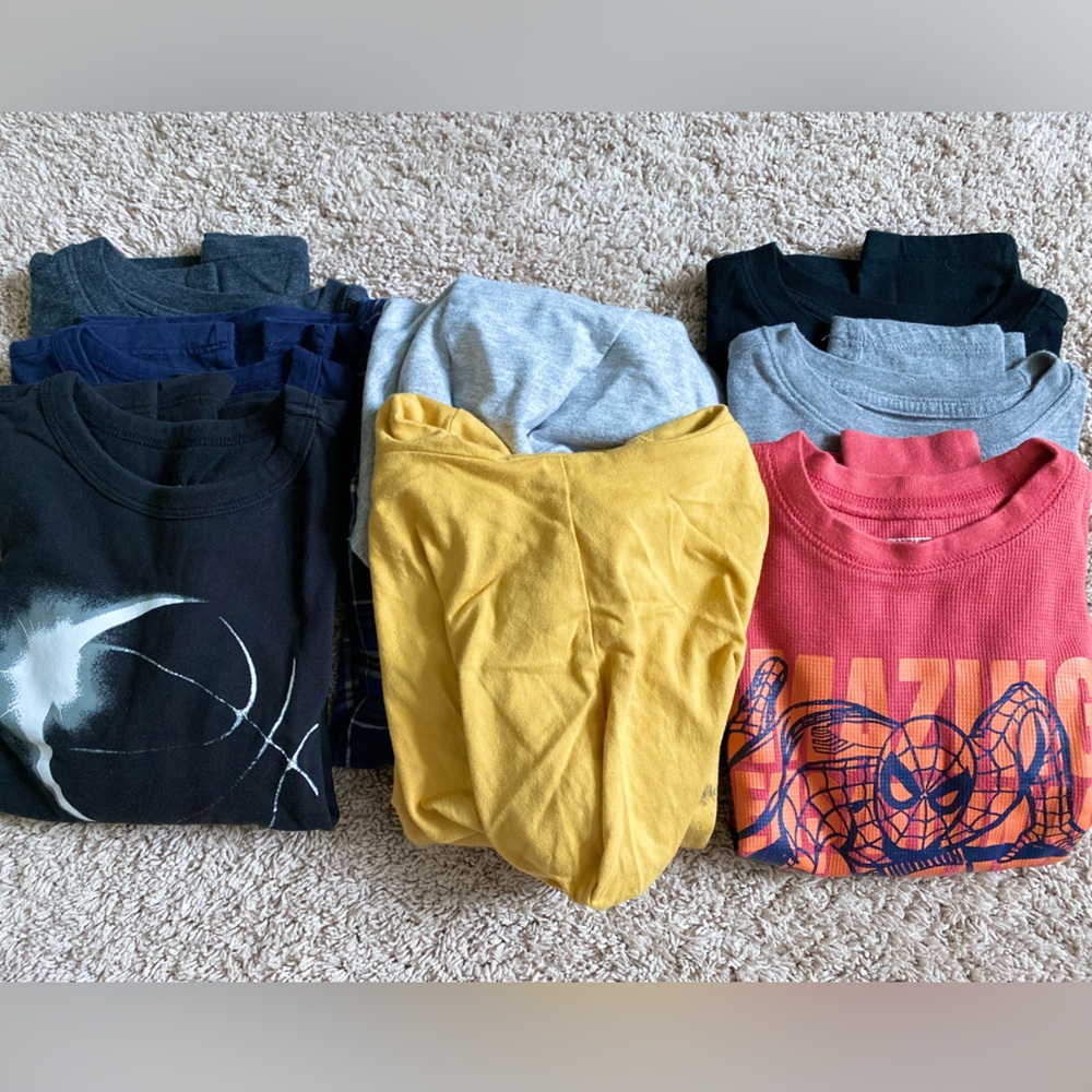 Boys 8 Piece Long Sleeve Graphic Shirt Bundle- Size 6